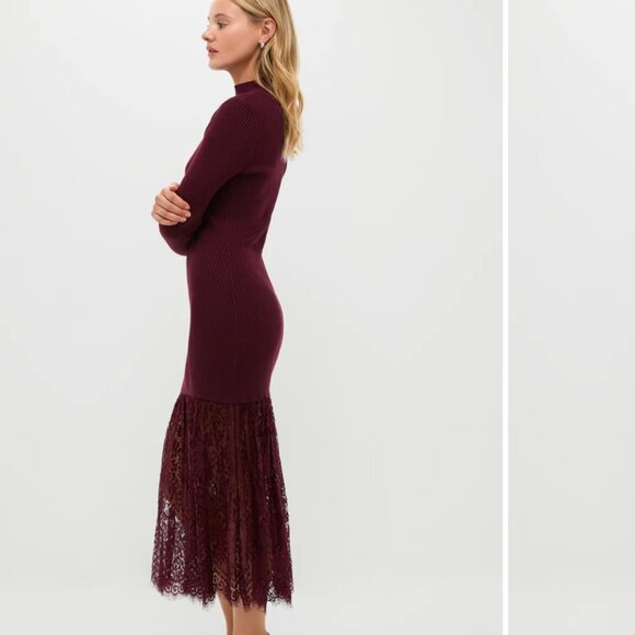 Hyacinth House Plum Knit & Lace Suzanne Midi Dress NWT - Picture 3 of 4